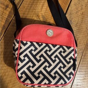 Spartina 449 Coral and Black Patterned Crossbody lunch bag